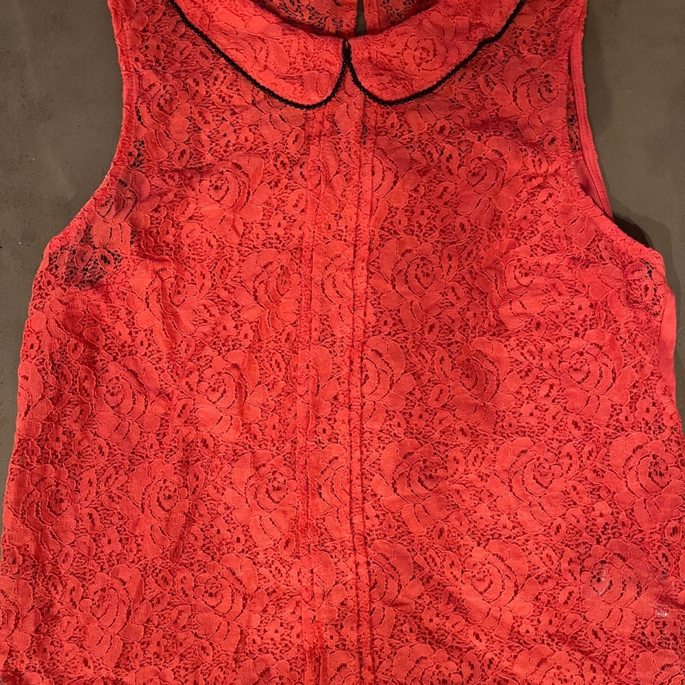Orange lace top with collar
